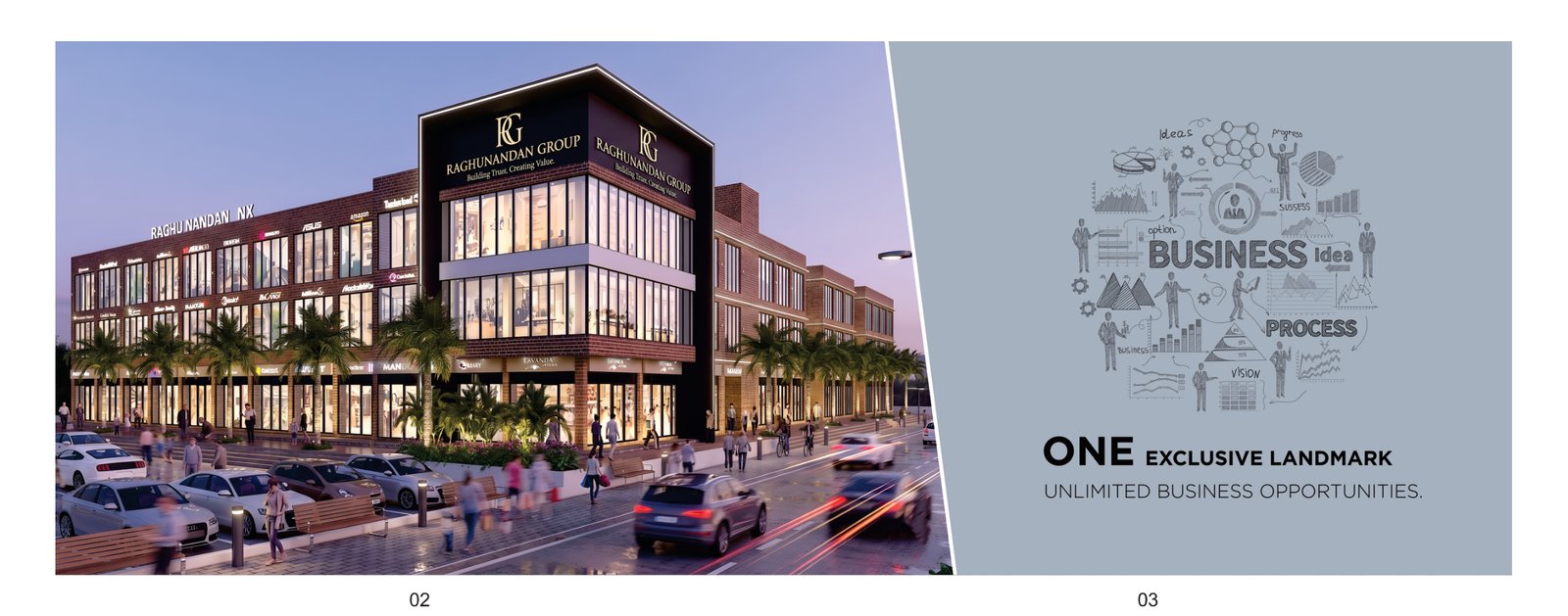 Architectural rendering of Raghunandan NX commercial building
